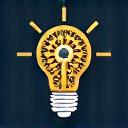 Icon representing IP management with a lightbulb and gears.