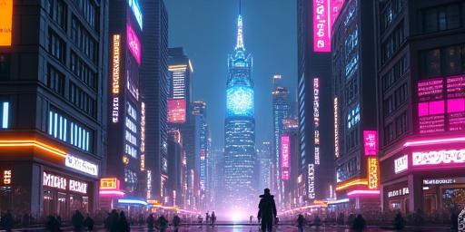 Thumbnail for Project: Echoes of Shinra, showing a futuristic city with glowing neon lights.