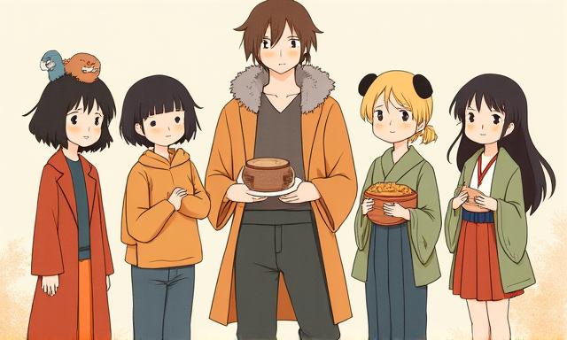 Character illustrations from Puzzle Monogatari based on Japanese folklore.