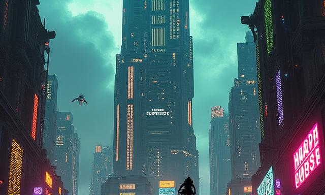 Concept art for Echoes of Shinra showing a futuristic skyscraper.